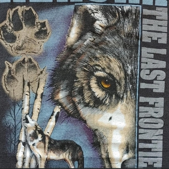 Vtg 1980s Alaska Wolves Polar Graphics Tourist Made in USA T-Shirt Size (L) - Picture 2 of 7